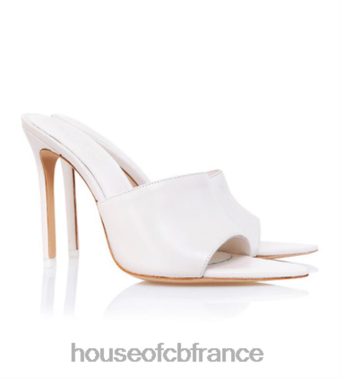 House of CB mule pointue en cuir blanc cassé andromeda N888H1111 chaussures