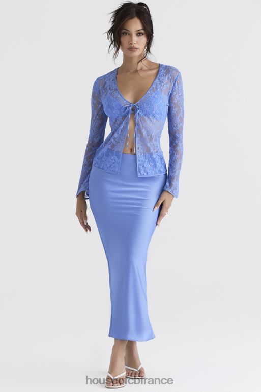 House of CB jupe mi-longue coupée en biais en satin bleu Clara N888H902 vêtements