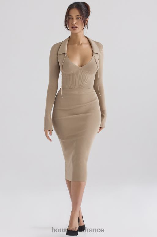 House of CB jupe midi en maille camel chiné N888H884 vêtements