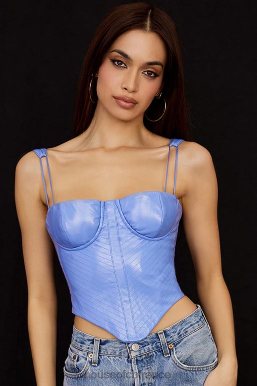 House of CB corset en cuir végétalien bleu melissa bleuet N888H65 vêtements