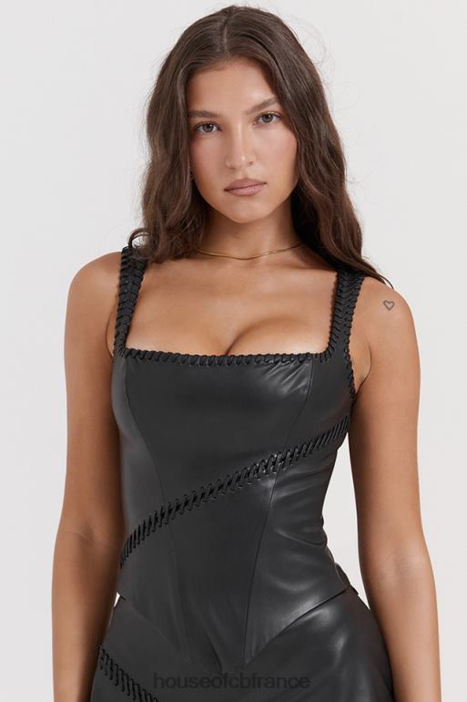 House of CB corset en cuir végétalien noir Leonie N888H16 vêtements