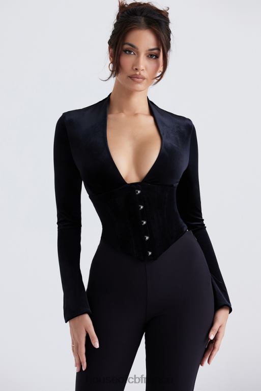 House of CB corset en velours noir leonora N888H33 vêtements