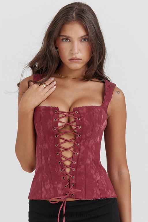 House of CB corset fleuri paris merlot N888H7 vêtements