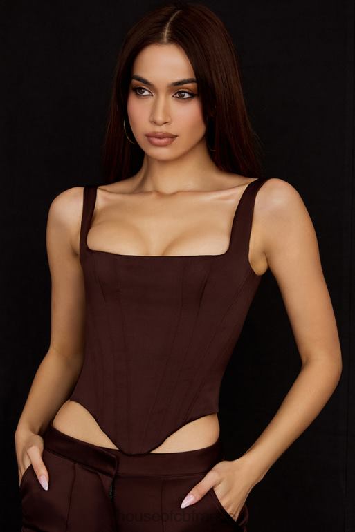 House of CB corset long en satin chocolat Rafa N888H61 vêtements