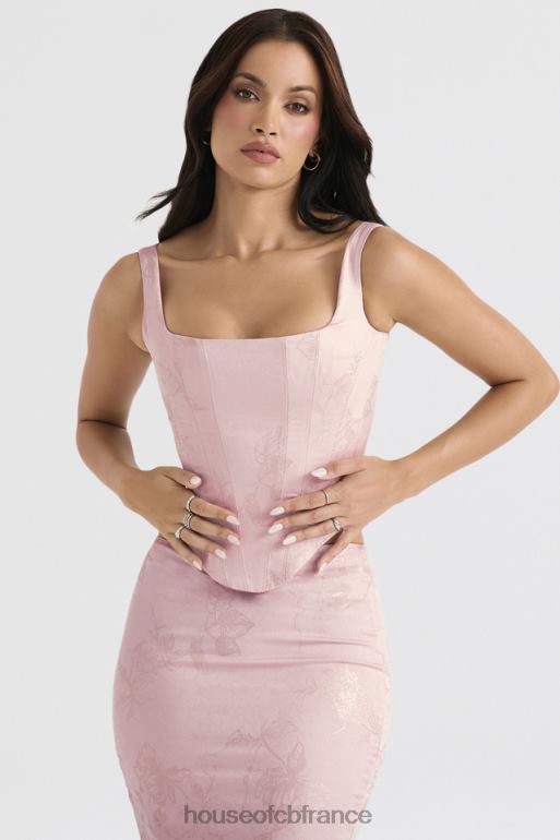 House of CB corset long en satin à fleurs rose Rafa N888H34 vêtements