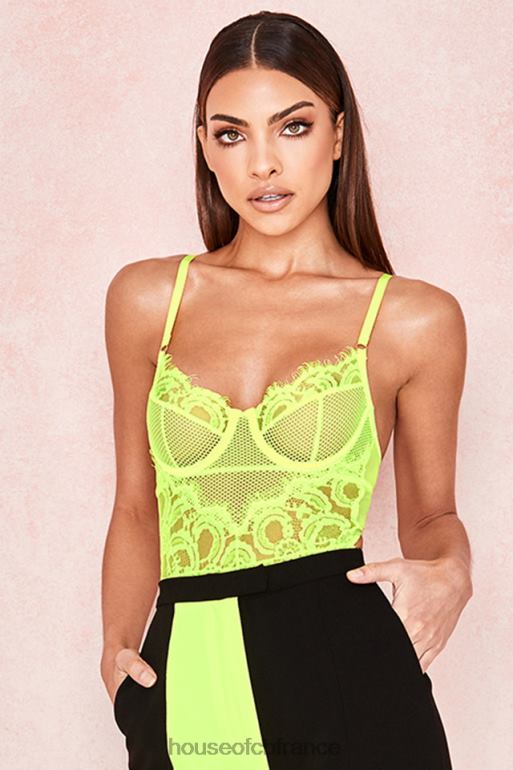 House of CB body nadia en dentelle jaune fluo N888H814 vêtements