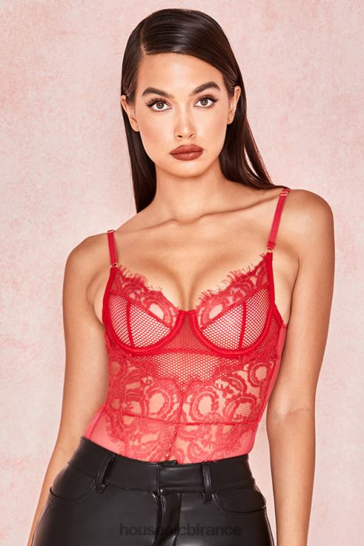 House of CB body nadia en dentelle rouge N888H815 vêtements