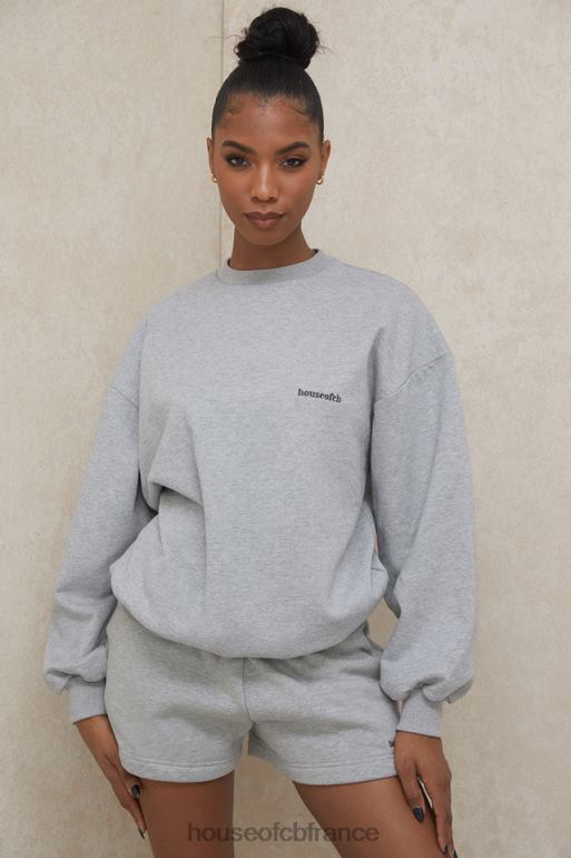 House of CB sweat-shirt oversize à col rond Tommy Grey N888H803 vêtements