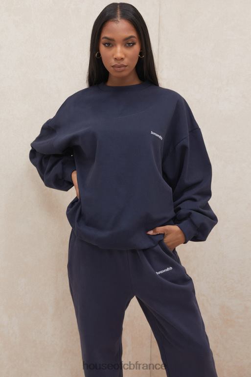 House of CB sweat-shirt oversize à col rond Tommy Navy N888H800 vêtements