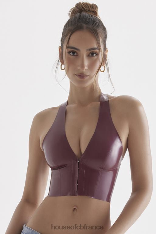 House of CB Ariane Merlot - Haut dos nu en latex N888H681 vêtements