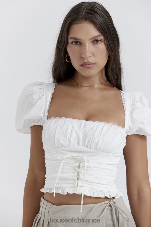 House of CB Samaya haut blanc froncé N888H668 vêtements