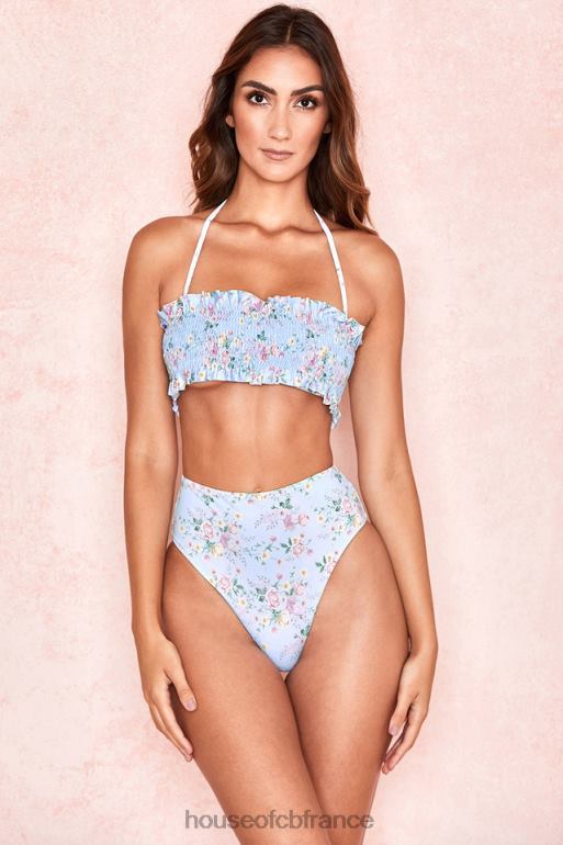 House of CB bikini froncé à imprimé floral bleu perdita N888H1246 vêtements