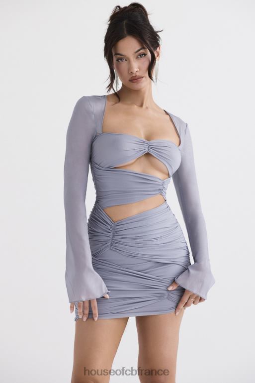 House of CB Mini-robe en soie véritable gris tourterelle Camille N888H321 vêtements