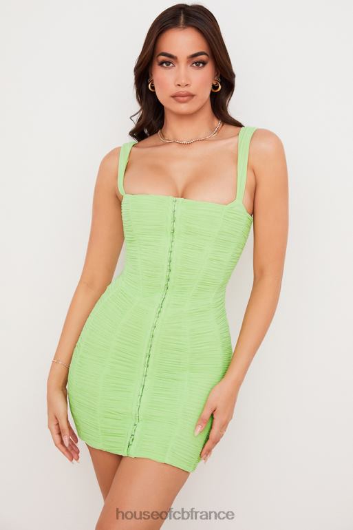 House of CB cate - robe courte en tulle froncé vert citron N888H540 vêtements