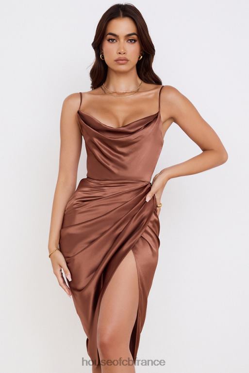 House of CB Reva - Robe corset à balconnet en satin caramel N888H535 vêtements