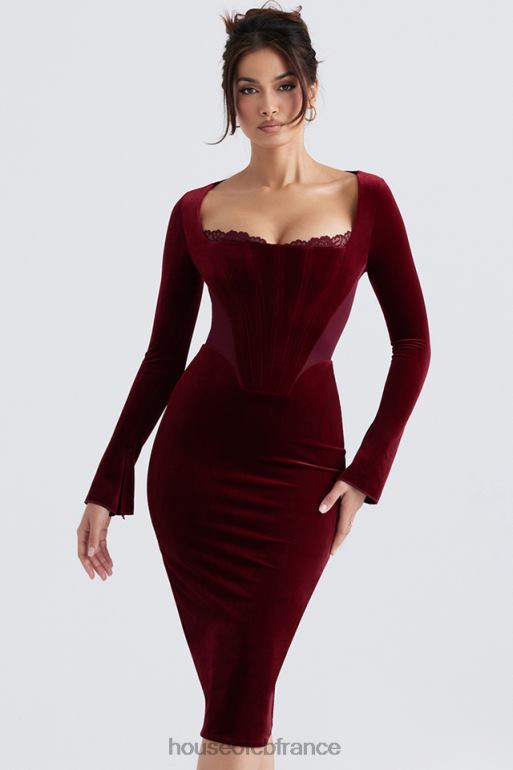 House of CB robe corset en velours vin solaine N888H338 vêtements