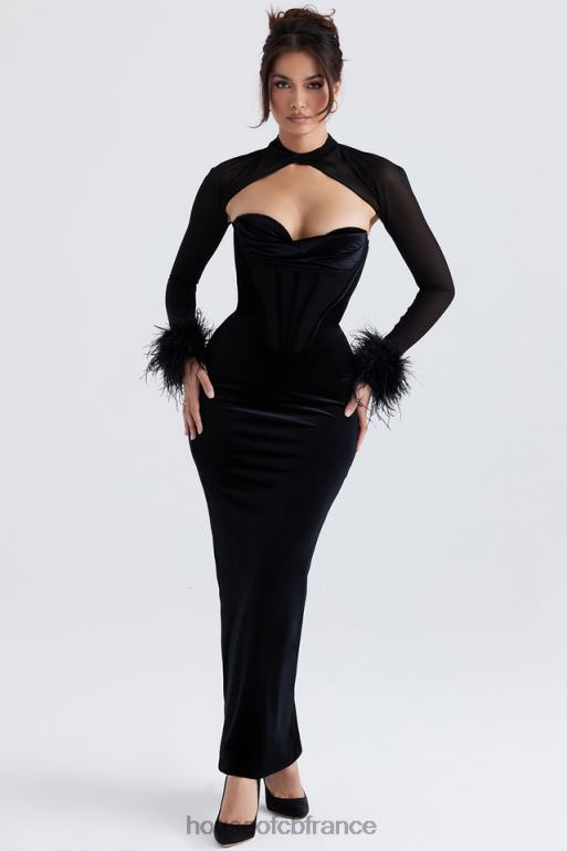 House of CB robe longue corset en velours noir thalia N888H355 vêtements