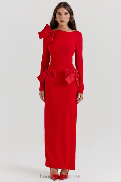 House of CB robe longue à nœud rouge lavele N888H110 vêtements