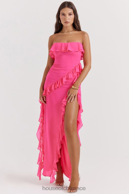 House of CB robe longue à volants sarina fuchsia N888H189 vêtements