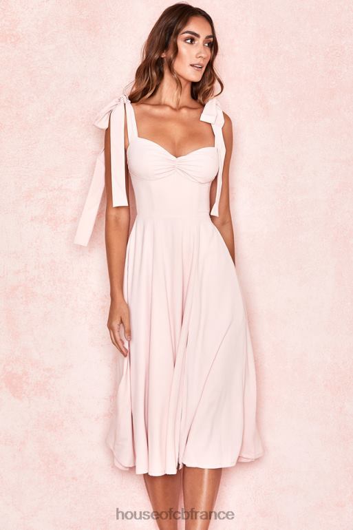 House of CB Alicia - Robe d'été midi rose poudré N888H614 vêtements