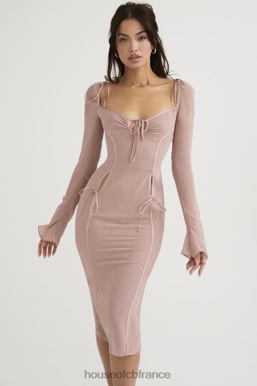 House of CB Ophelia - Robe mi-longue à découpes - Blush N888H485 vêtements