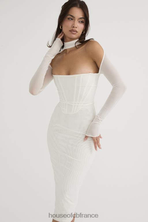 House of CB robe mi-longue corset en maille blanche milarose N888H484 vêtements