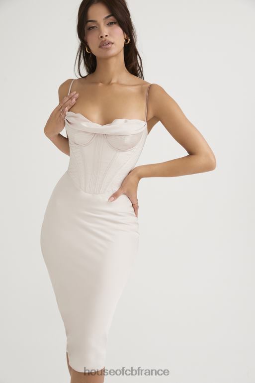 House of CB robe mi-longue corset en satin à cristaux myrna N888H465 vêtements