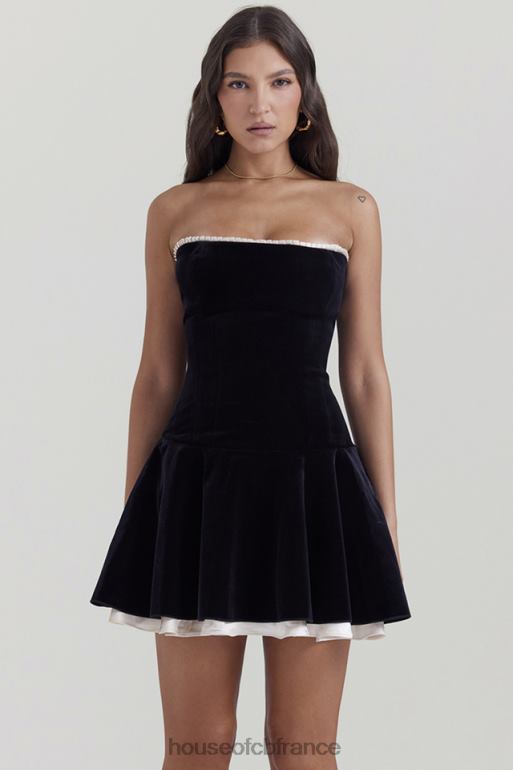 House of CB robe bustier en velours noir Marilla N888H123 vêtements