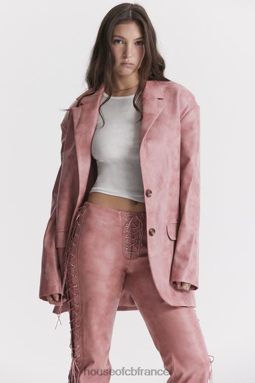 House of CB blazer oversize en cuir vegan rose chaud kiera N888H1031 vêtements